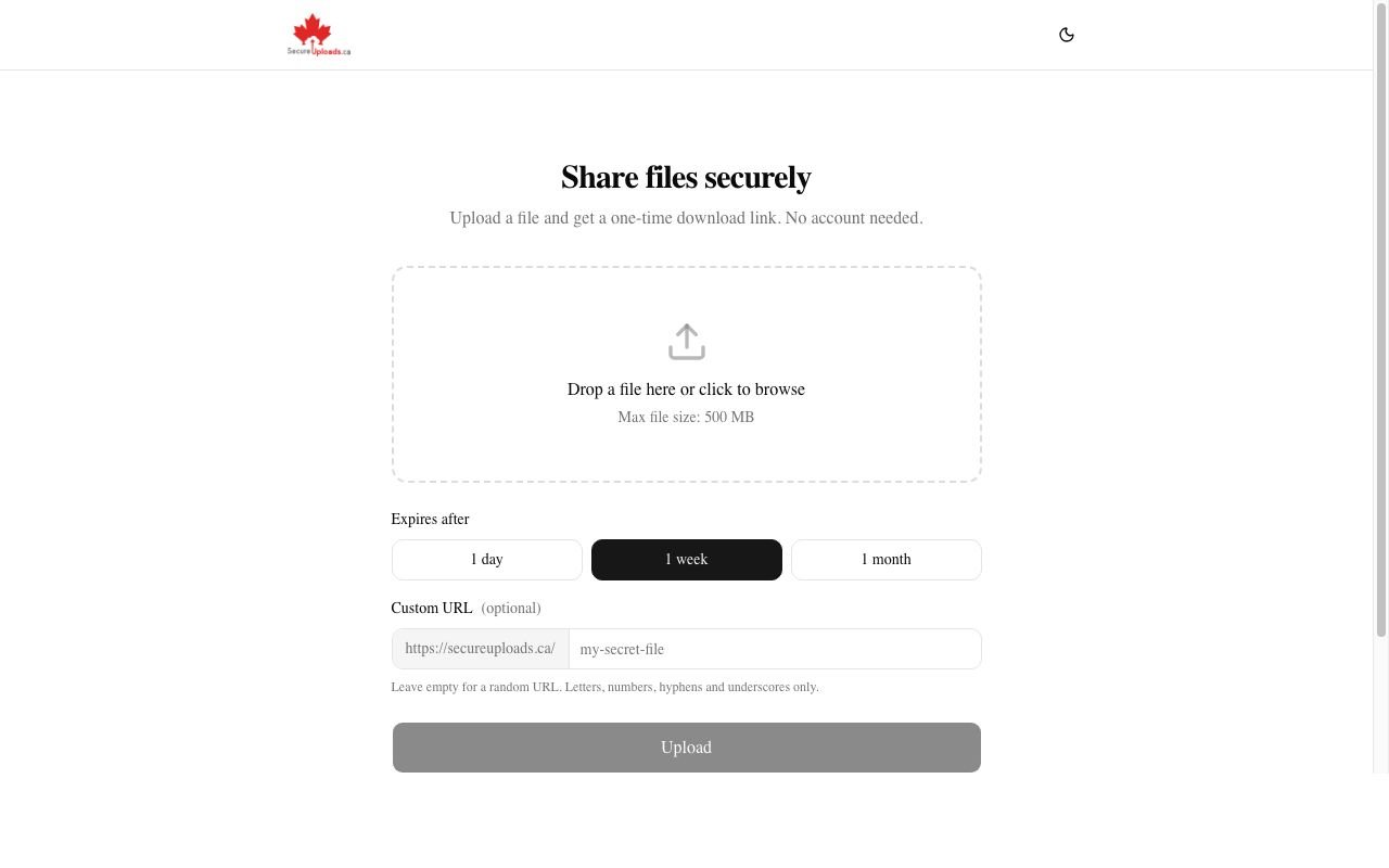 SecureUploads.ca preview